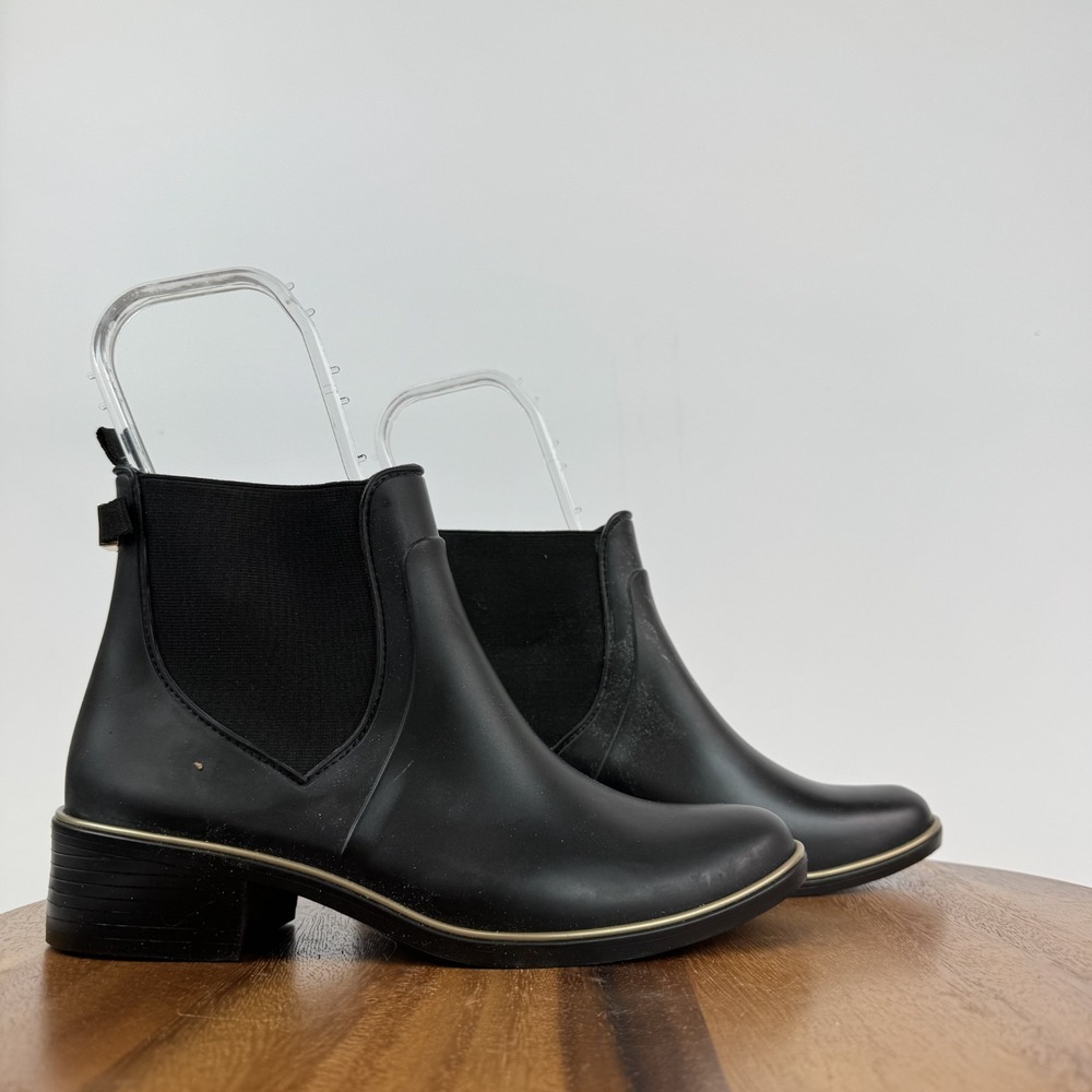 New Womens Kate Spade New York Solstice Black Chelsea Rain Booties Size 8/9 M